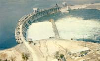 Aerial view of the Long Sault Control dam postcard