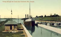 Going through the canal near Cornwall, Ontario postcard