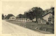 Parco Village, lodge and cabins, restaurant, east of Cornwall, Ontario postcard