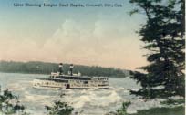 Liner shooting Longue Sault Rapids, Cornwall, Ont., Can.  postcard