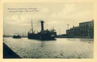 Steamer passing through swing bridge, Cornwall, Ont. postcard