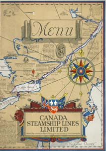 Canada Steamship Lines Limited menu 1921
