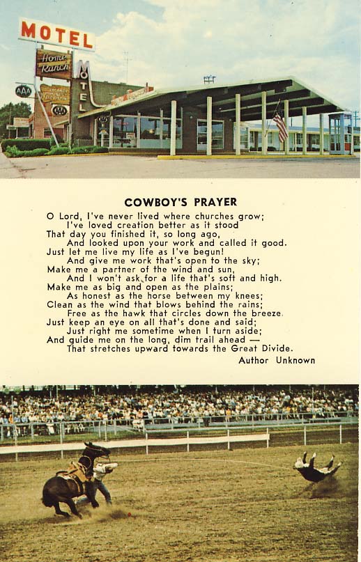 Cowboy's prayer postcard