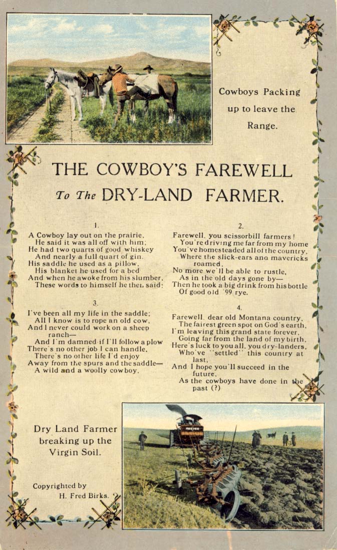 The cowboy's farewell to the dry-land farmer, 1915
