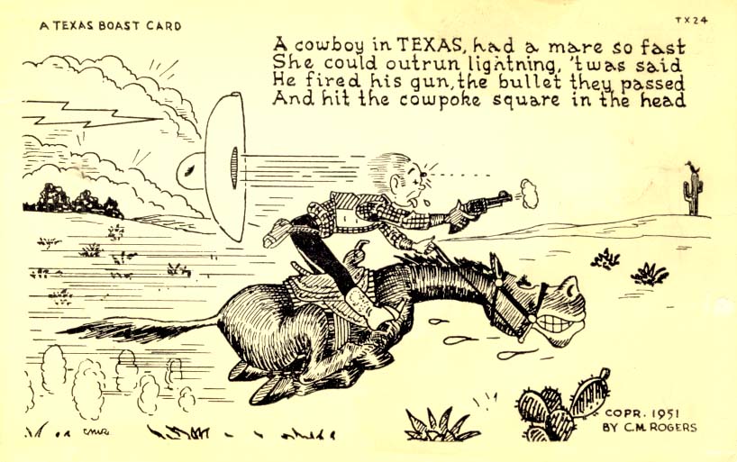 A cowboy in Texas had a mare, postcard 1951
