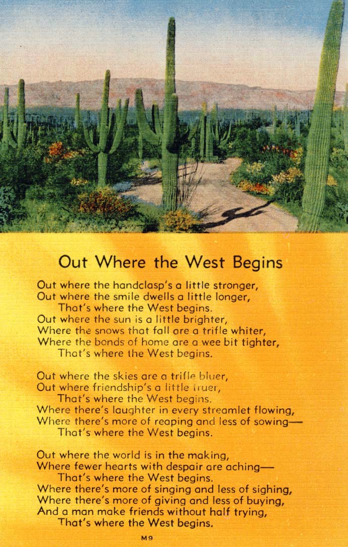 Out where the West begins postcard