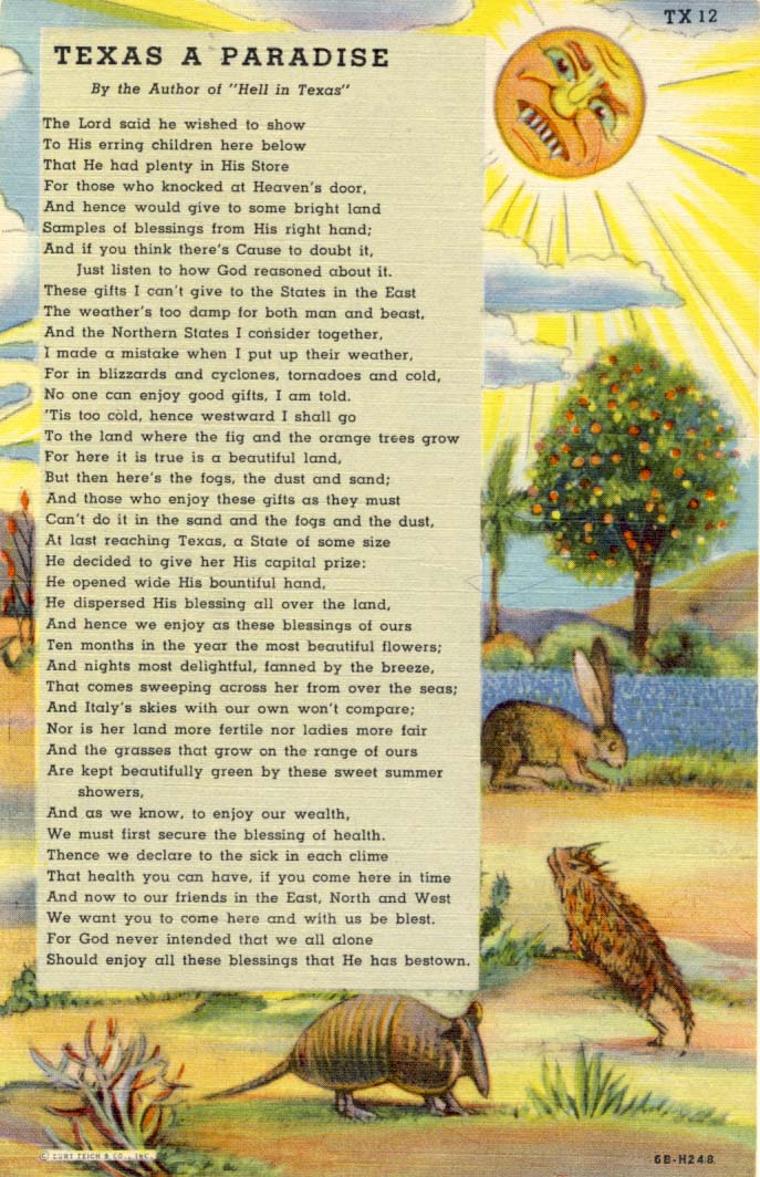 Texas a paradise postcard 1946