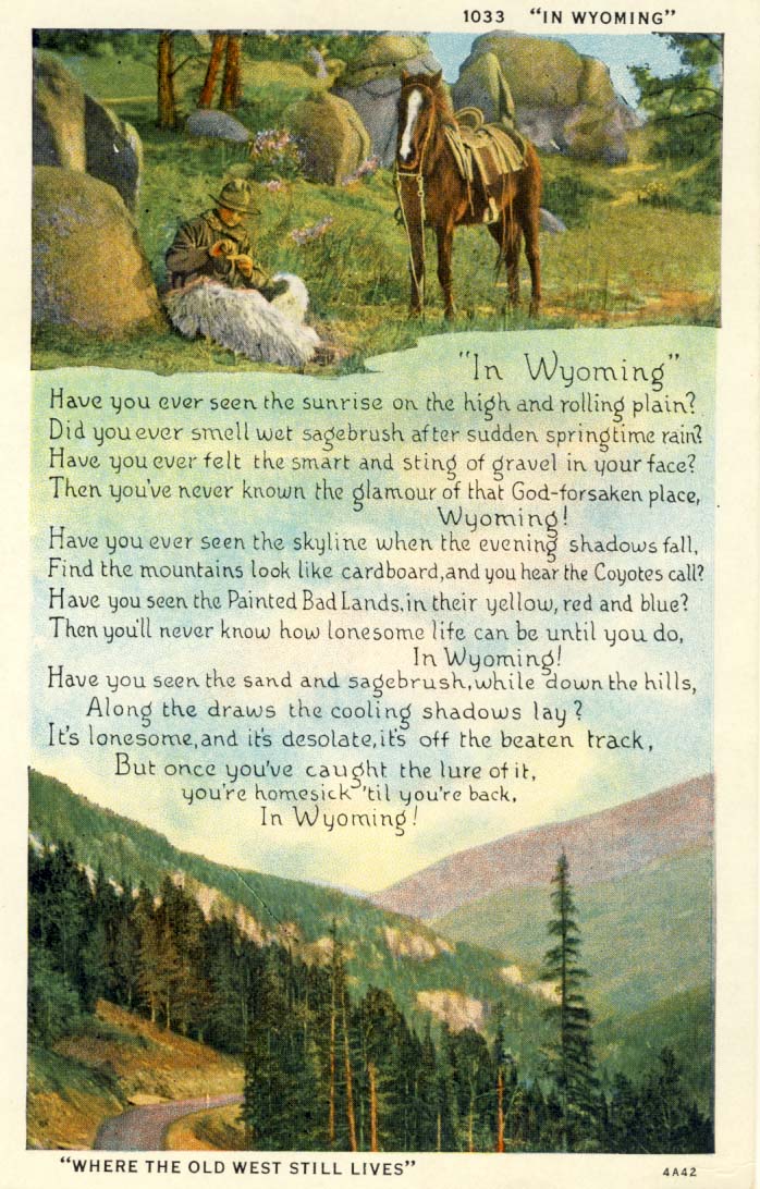 In Wyoming postcard 1920s