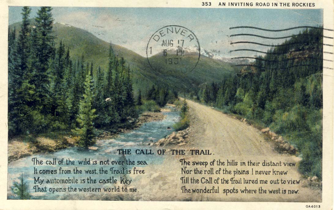 The call of the trail postcard 1930.