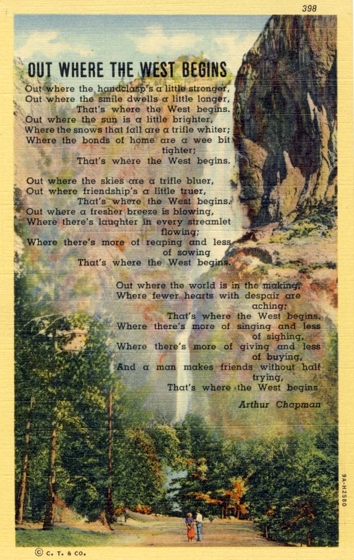 Out where the West begins postcard 1939.