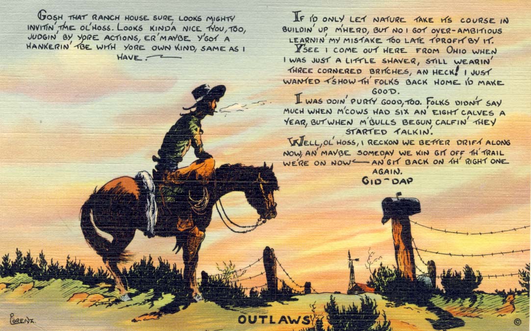 Outlaws postcard 1941