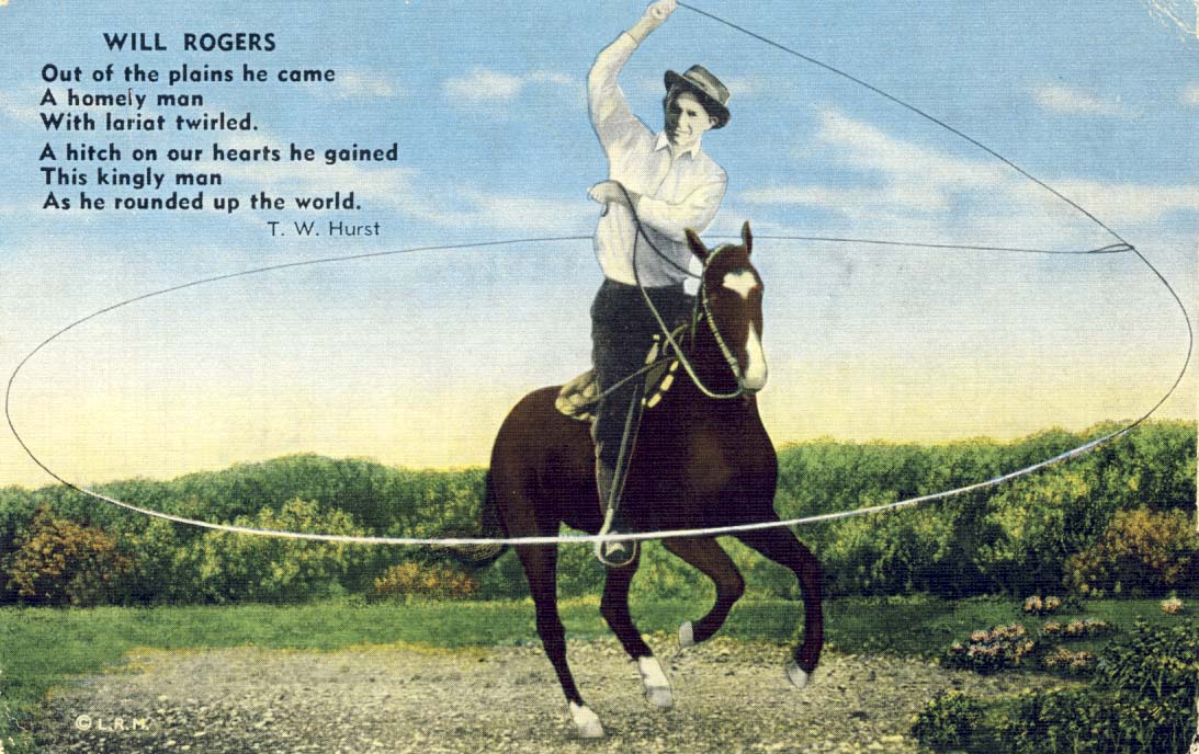 Will Rogers postcard 1930s
