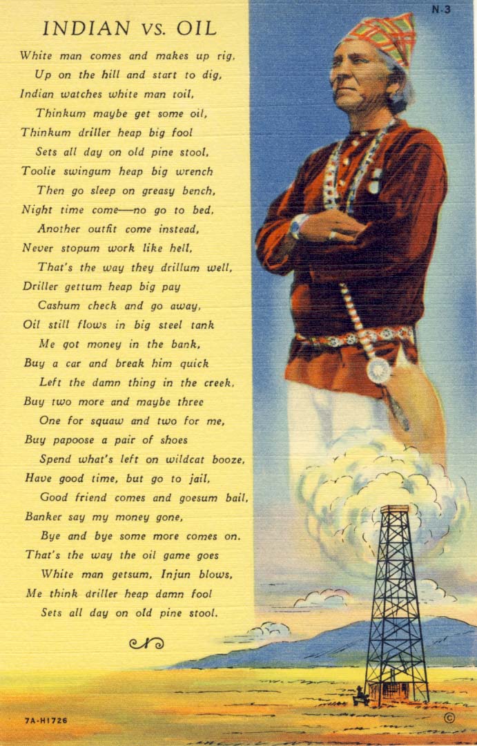 Indian vs. oil postcard 1937