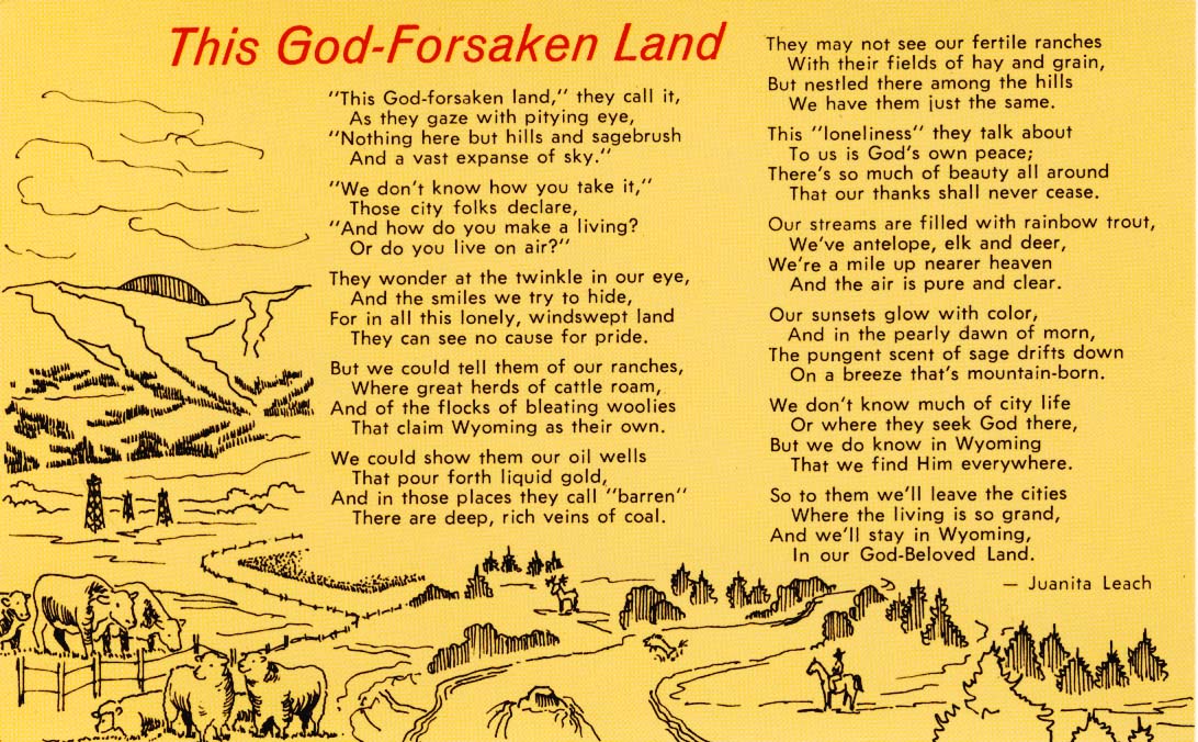 This God-forsaken land postcard 1972