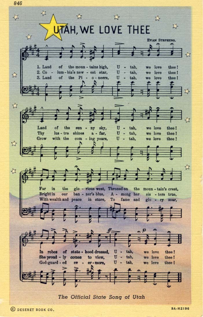 Utah, we love thee postcard 1939