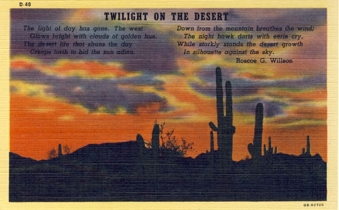 Twilight on the desert postcard 1940