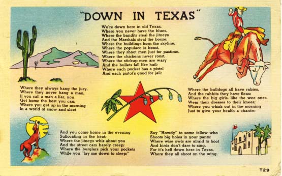 Down in Texas, postcard 1946.