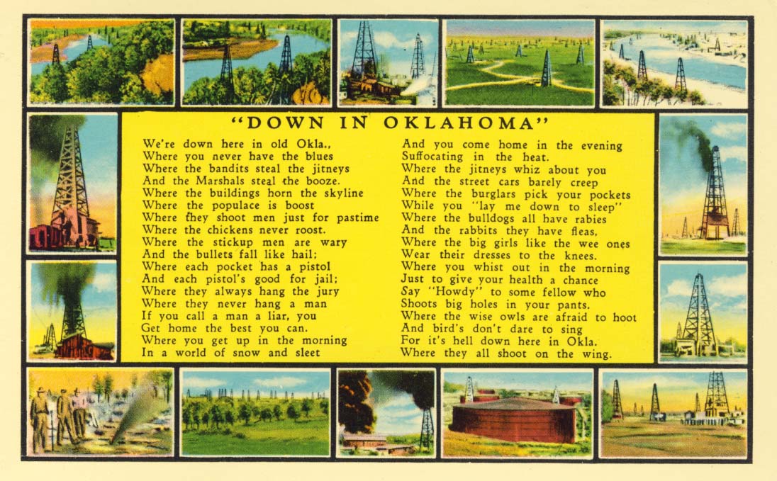 Down in Oklahoma postcard 1930s