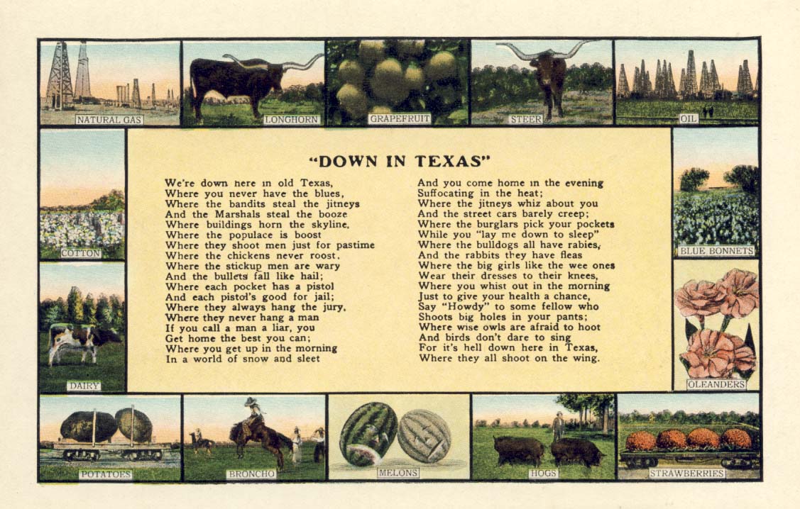 Down in Texas postcard