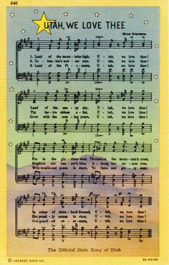 Utah, We Love Thee postcard 1939