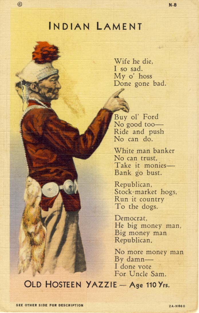 Indian lament, postcard, 1932