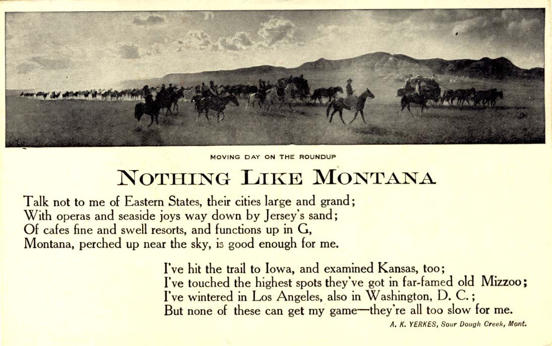 Nothing like Montana: moving day on the roundup postcard